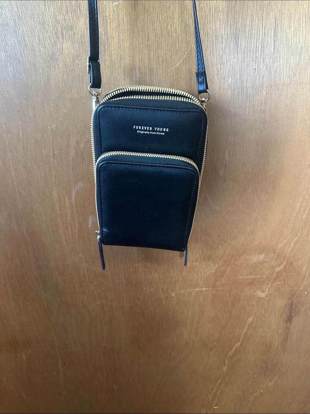 Forever Young Black Crossbody Bag with Gold Hardware